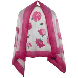 Anne Cole Collection Scarf Swim Cover Up Pink/White Floral Glam Roses *Tiny Flaw